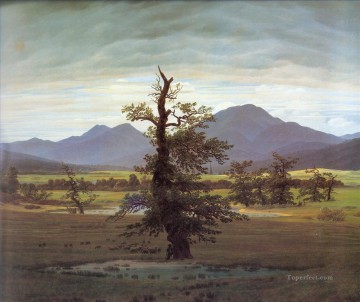  Sol Arte - Friedrich Paisaje con árbol solitario Romántico Caspar David Friedrich